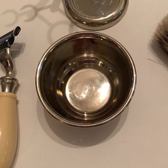 MENS GROOMING SHAVING SET-MADE IN ITALY-CHROME/CELLULOID TYPE HANDLES 4 PC SET - Picture 6 of 8